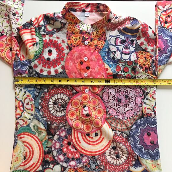 3/$20 Unbranded Women's Small Retro Style Half Button Front Long Sleeved Blouse - Picture 8 of 9